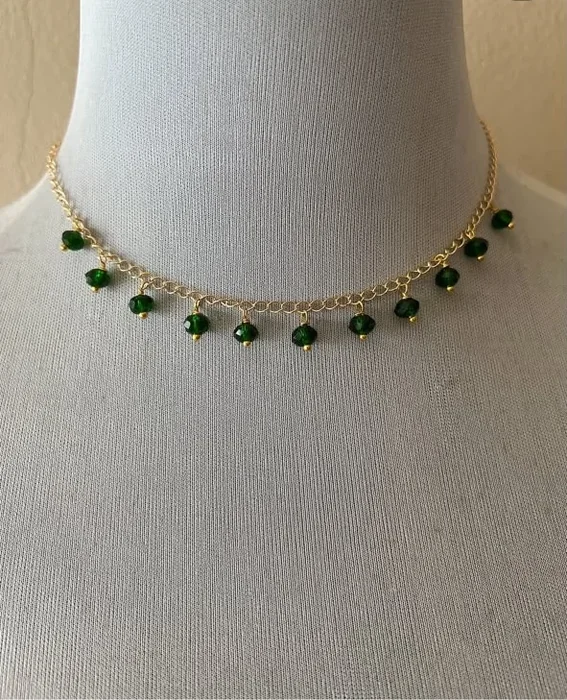 Emerald Drop Short Necklace